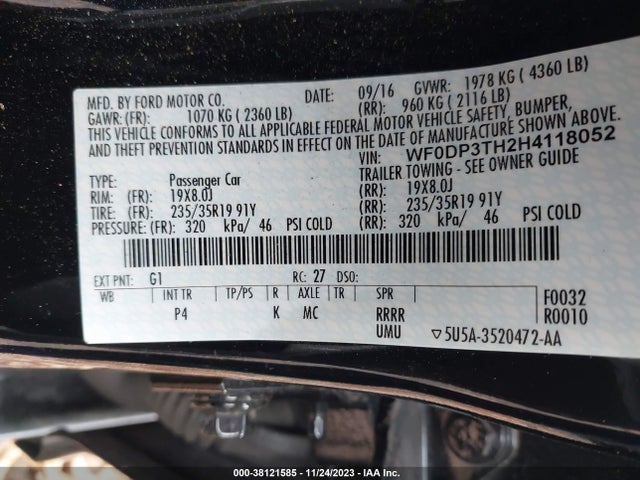 Ford FOCUS RS 2017 WF0DP3TH2H4118052 Image 9