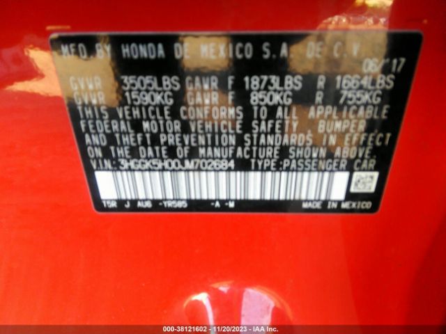 3HGGK5H00JM702684 Honda Fit Ex-l