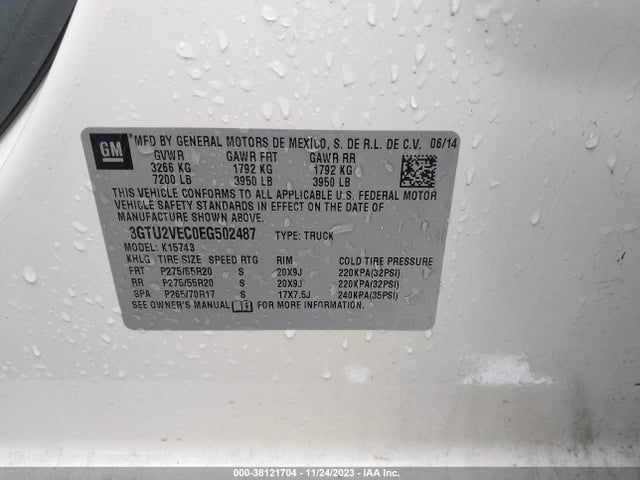 GMC Sierra 1500 Slt 2014 3GTU2VEC0EG502487 Image 9
