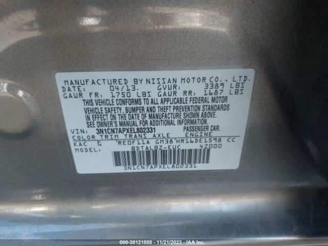 3N1CN7APXEL802331 Nissan Versa 1.6 Sv