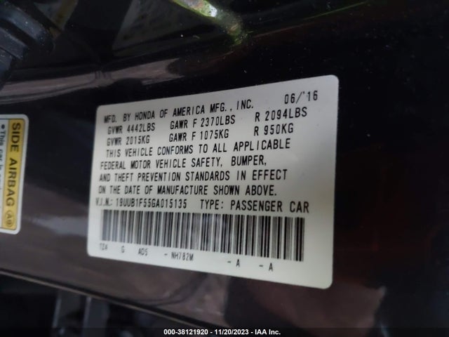 19UUB1F55GA015135 Acura TLX TECH