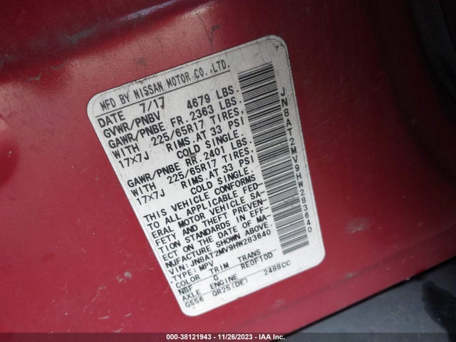 Nissan ROGUE SV 2017 JN8AT2MV9HW283640 Image 9