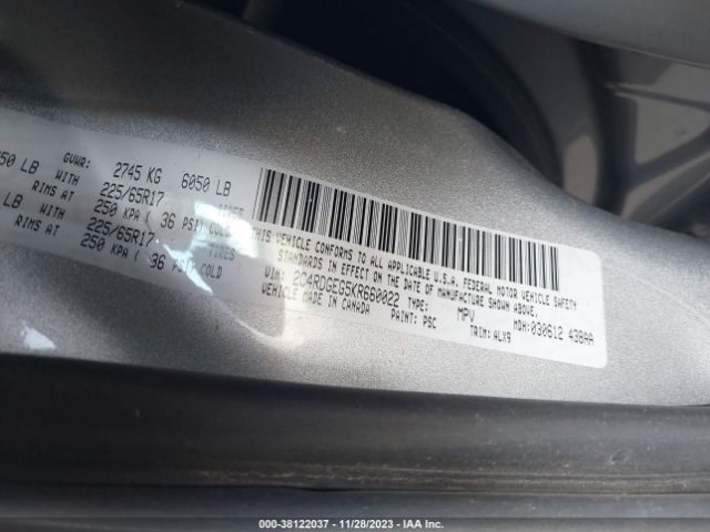 2C4RDGEG5KR660022 Dodge Grand Caravan Gt