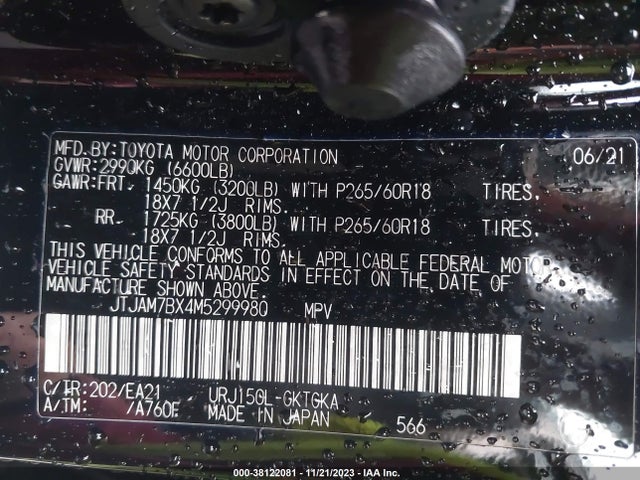 JTJAM7BX4M5299980 Lexus 460 Premium