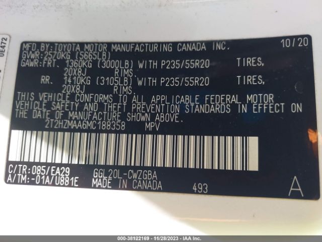 2T2HZMAA6MC188358 Lexus RX 350