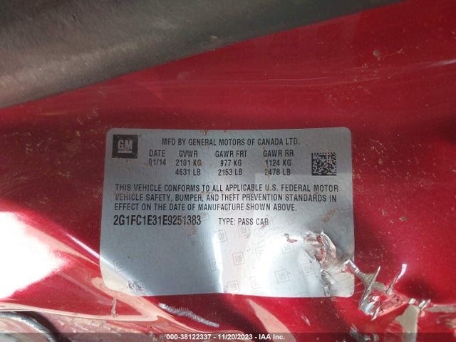Chevrolet Camaro 2lt 2014 2G1FC1E31E9251383 Image 9