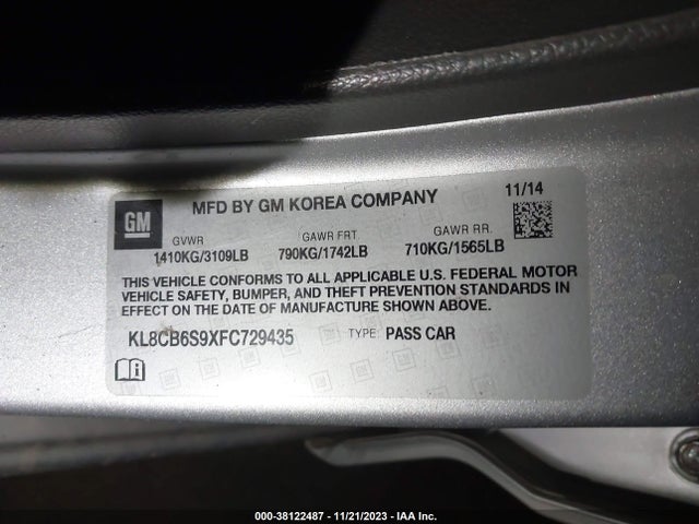 Chevrolet Spark Ls Cvt 2015 KL8CB6S9XFC729435 Image 9