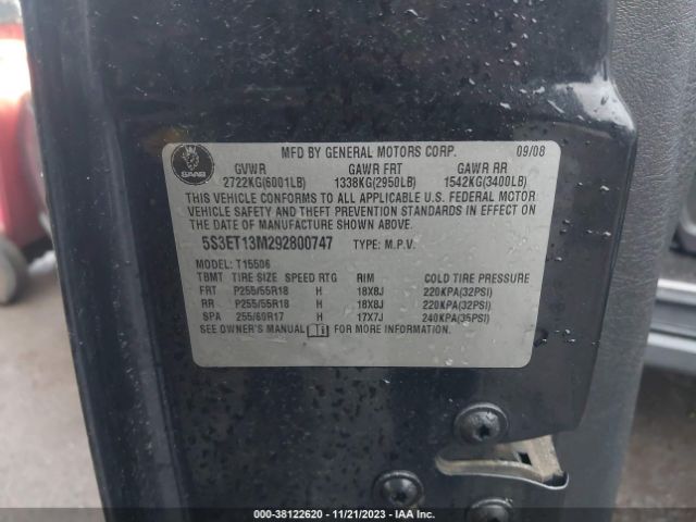 2009 SAAB 9-7X 5S3ET13M292800747 Photo 8