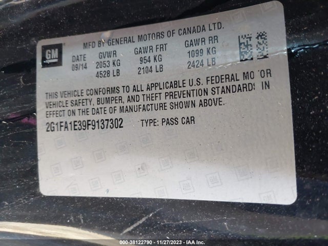Chevrolet Camaro 1ls 2015 2G1FA1E39F9137302 Image 9