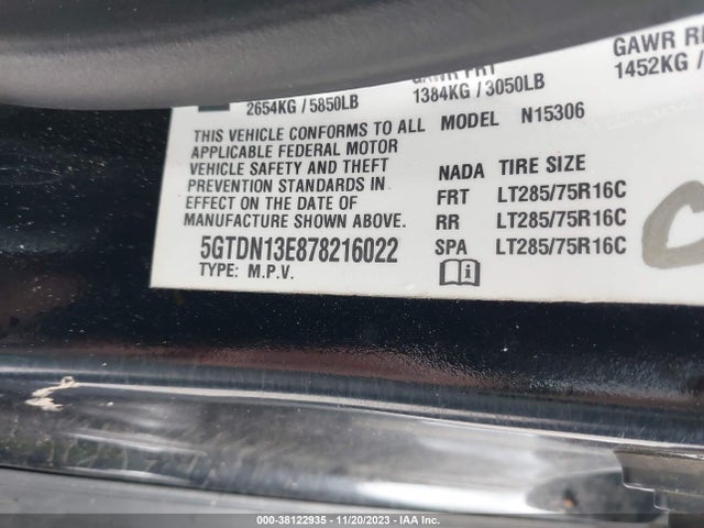 2007 HUMMER H3 SUV VIN: 5GTDN13E878216022