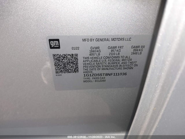 Chevrolet Malibu Fwd Lt 2022 1G1ZD5ST8NF111036 Image 9