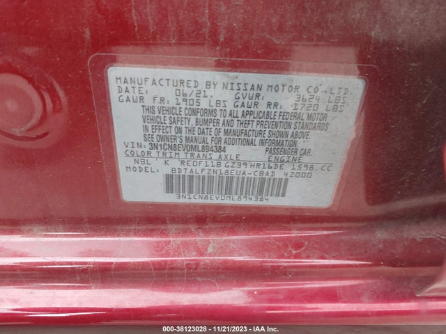 Nissan Versa Sv Xtronic Cvt 2021 3N1CN8EV0ML894384 Image 9