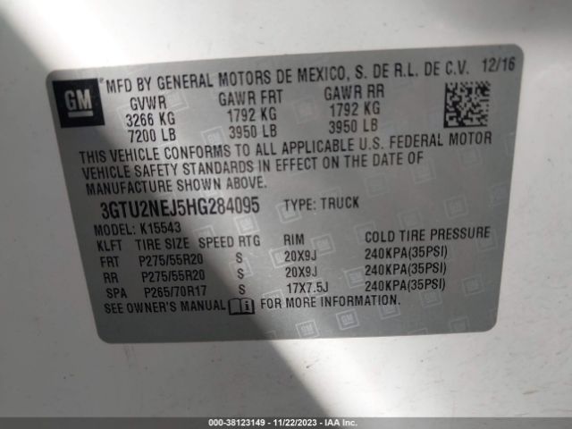 3GTU2NEJ5HG284095 GMC Sierra 1500 Slt