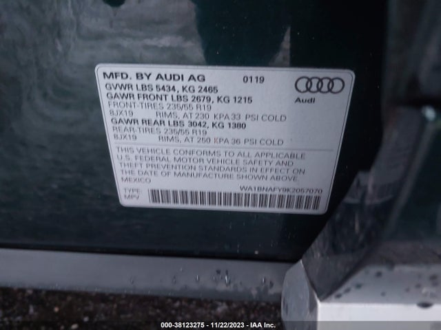 WA1BNAFY9K2057070 Audi Q5 45 Premium