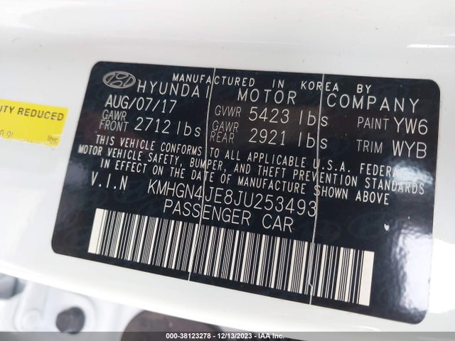 Genesis G80 3.8 2018 KMHGN4JE8JU253493 Image 9