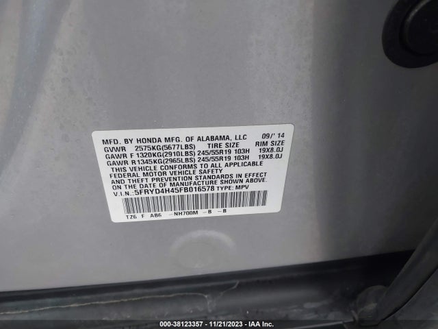 Acura Mdx Technology Package 2015 5FRYD4H45FB016578 Image 9