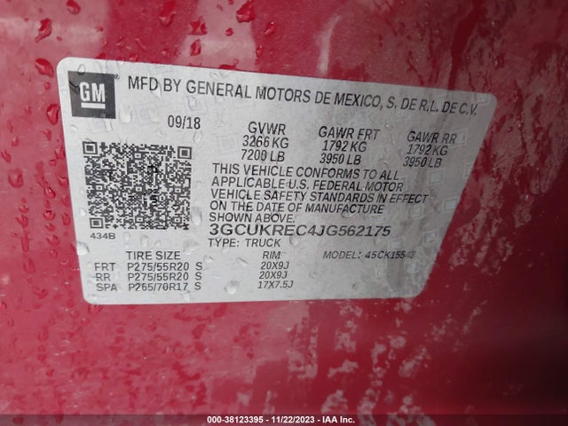 Chevrolet Silverado 1500 2lt 2018 3GCUKREC4JG562175 Image 9