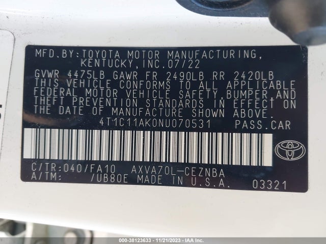 Toyota CAMRY LE 2022 4T1C11AK0NU070531 Image 9