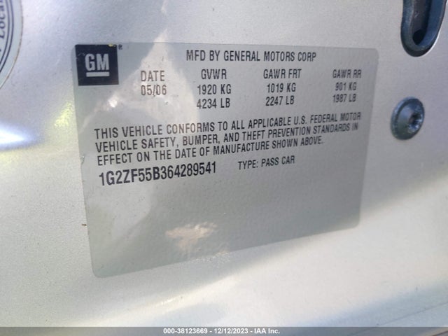 2006 PONTIAC G6 VIN: 1G2ZF55B364289541