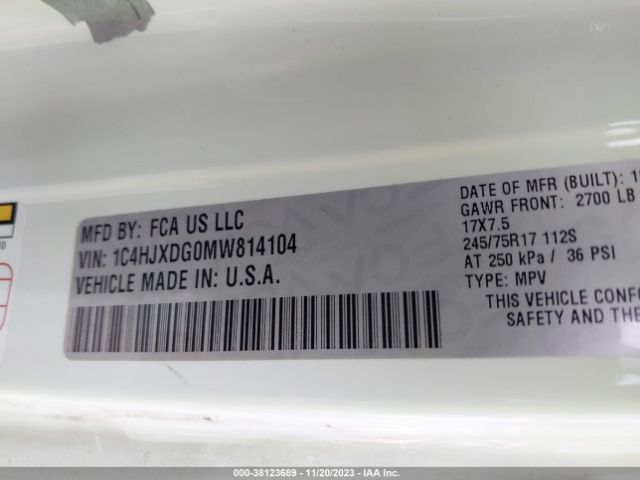 1C4HJXDG0MW814104 Jeep Wrangler Unlimited Sport S
