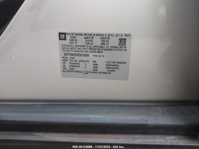 3GYFNAE33ES676084 Cadillac Srx Standard