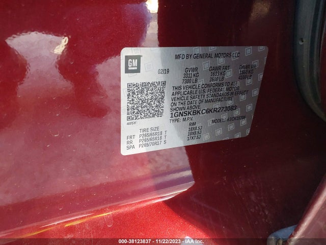 Chevrolet Tahoe Lt 2019 1GNSKBKC6KR273083 Image 9