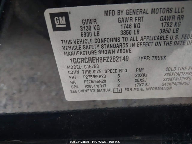2015 CHEVROLET SILVERADO 1500 1LT VIN: 1GCRCREH8FZ282149