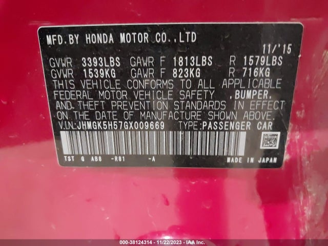 Honda FIT LX 2016 JHMGK5H57GX009669 Image 9