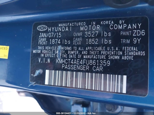 Hyundai ACCENT GLS 2015 KMHCT4AE4FU861359 Image 9