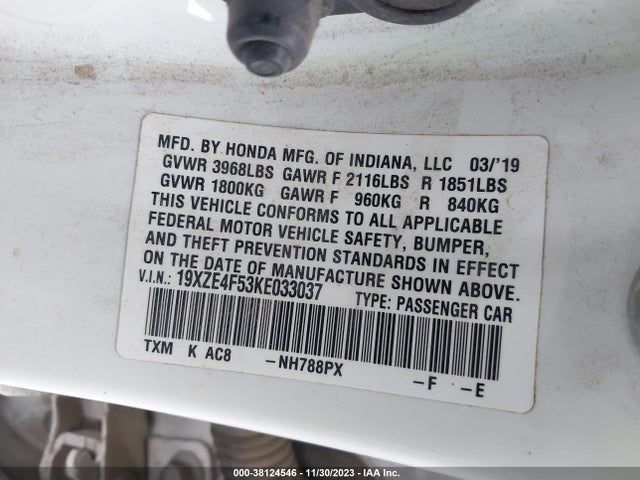 Honda INSIGHT EX 2019 19XZE4F53KE033037 Image 9