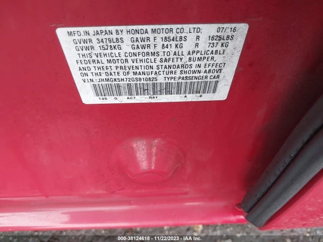 2016 HONDA FIT EX VIN: JHMGK5H72GS010825