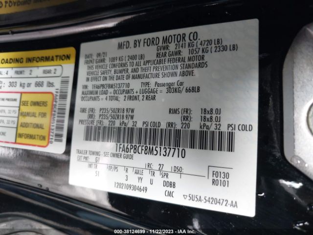 2021 FORD MUSTANG 1FA6P8CF8M5137710 Photo 8
