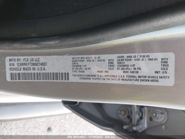 1C6RREFT3NN274807 RAM 1500 Big Horn
