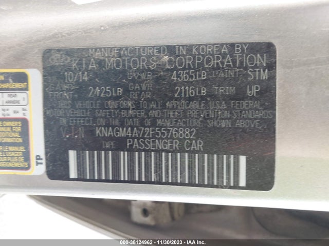 KIA Optima Lx 2015 KNAGM4A72F5576882 Image 9