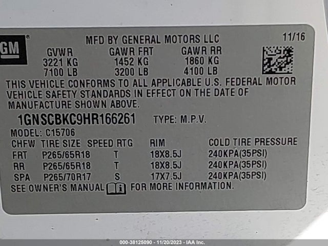 Chevrolet Tahoe Lt 2017 1GNSCBKC9HR166261 Image 9