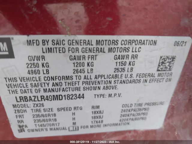 LRBAZLR49MD182344 Buick Envision Preferred