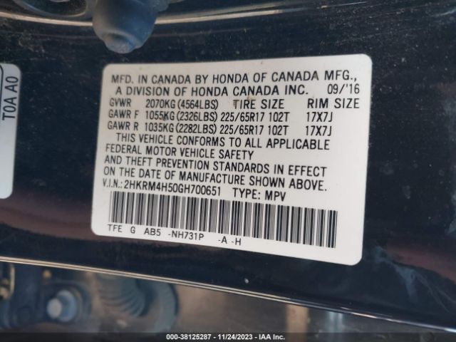 2HKRM4H50GH700651 Honda CR-V EX
