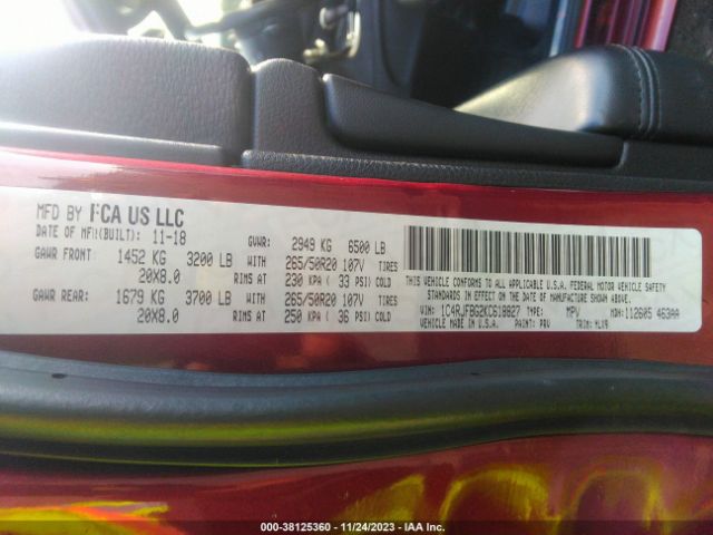 2019 JEEP GRAND CHEROKEE 1C4RJFBG2KC618827 Photo 8