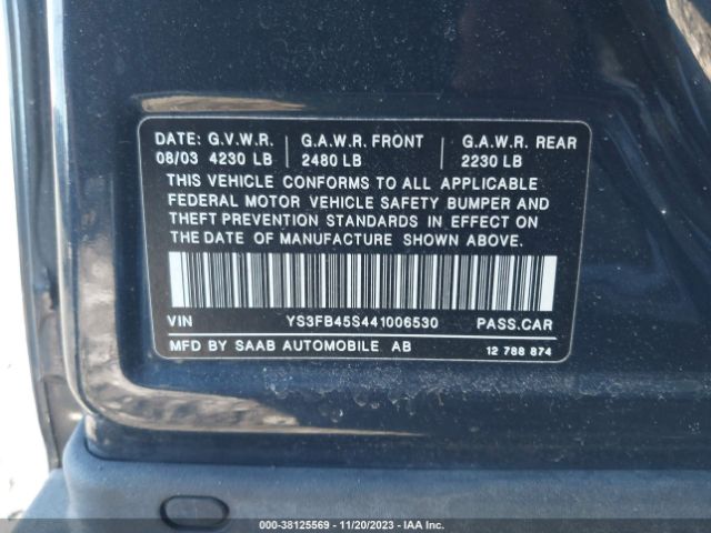 2004 SAAB 9-3 YS3FB45S441006530 Photo 8