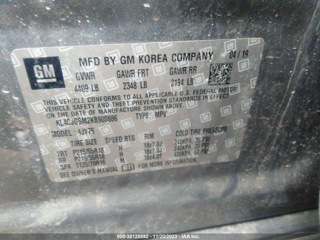 KL4CJGSM2KB900886 Buick Encore Awd Essence