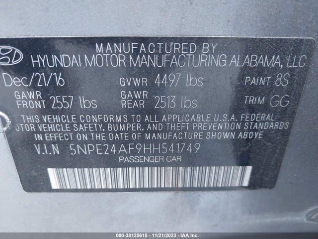 Hyundai Sonata 2017 5NPE24AF9HH541749 Image 9