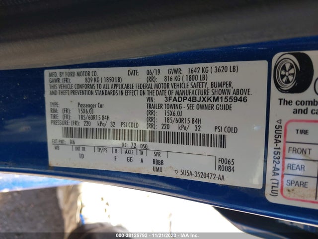 Ford FIESTA SE 2019 3FADP4BJXKM155946 Image 9