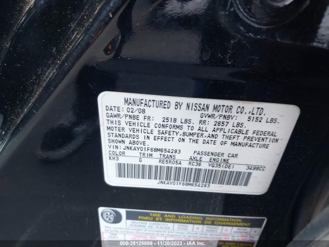 2008 INFINITI M35X VIN: JNKAY01F68M654293