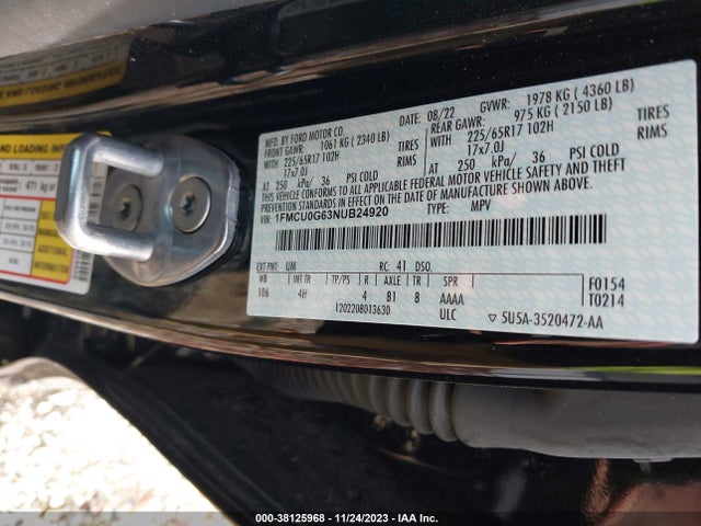 Ford ESCAPE SE 2022 1FMCU0G63NUB24920 Image 9