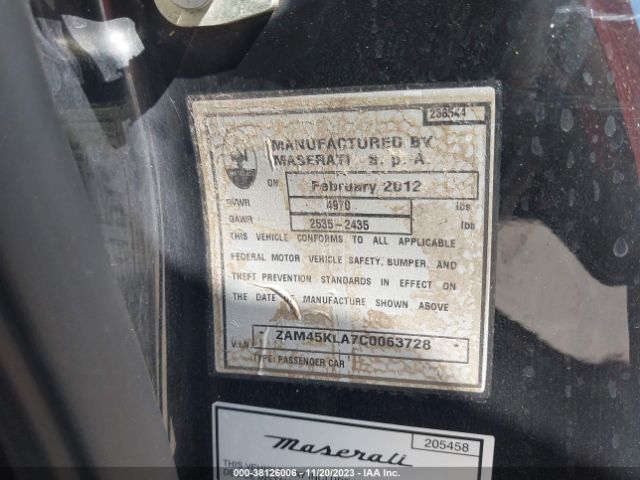 2012 MASERATI GRANTURISMO ZAM45KLA7C0063728 Photo 8