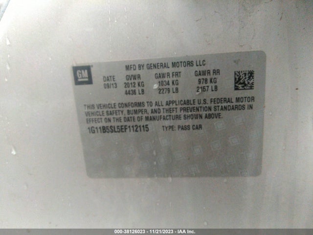 Chevrolet Malibu 1ls 2014 1G11B5SL5EF112115 Image 8