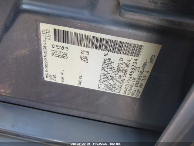 2010 NISSAN ALTIMA 2.5 S VIN: 1N4AL2AP3AN463294
