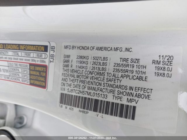 5J8TC2H57ML015133 Acura Rdx Technology Package