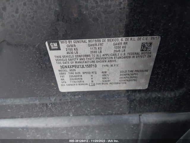 Chevrolet Equinox Premier 2018 3GNAXPEU7JL158710 Image 9
