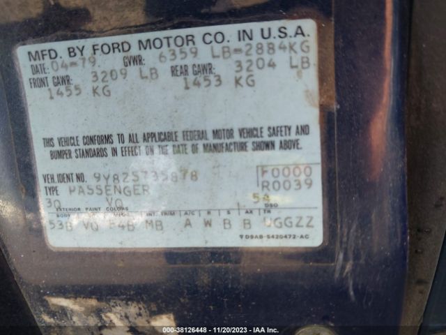 1979 LINCOLN CONTINENTAL 0000009Y82S735878 Photo 8